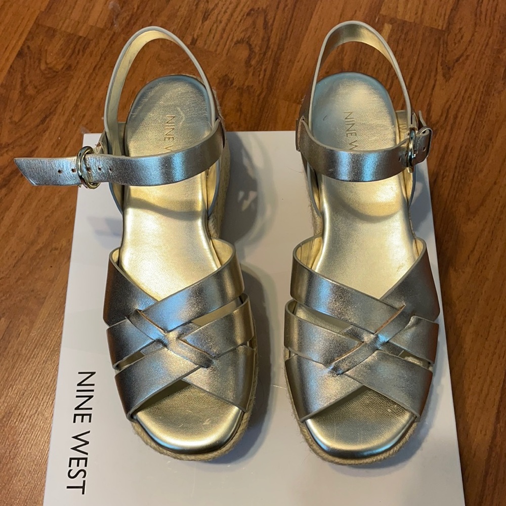 Nine West gold leather sandals